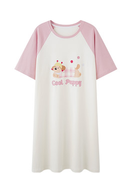 猫人夏季新款睡裙女纯棉自带胸垫