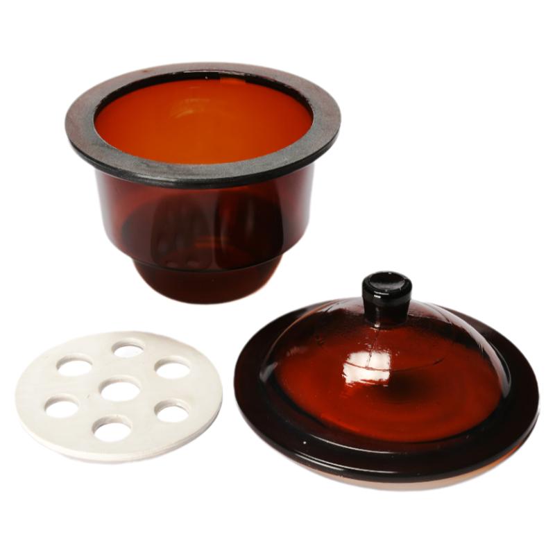 玻璃干燥器240mm附磁板带盖子实验室干燥皿棕色真空干燥器包破损
