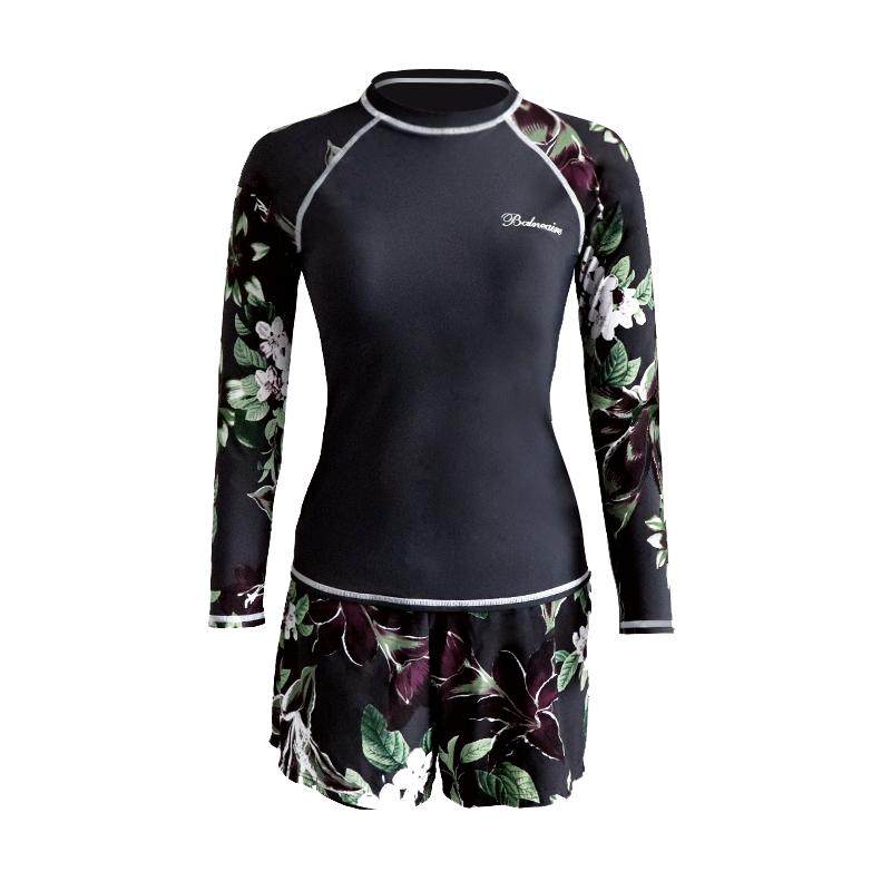 BE范德安花漾系列分体泳衣女士大码高级感防晒遮肉显瘦长袖两件套