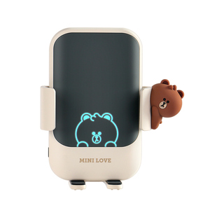 line布朗熊车载手机支架无线充电器奔驰全自动感应汽车网红女卡通