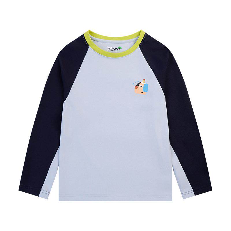 EBAER儿童长袖t恤2026春夏新款男童女童打底衫撞色速干防晒上衣潮