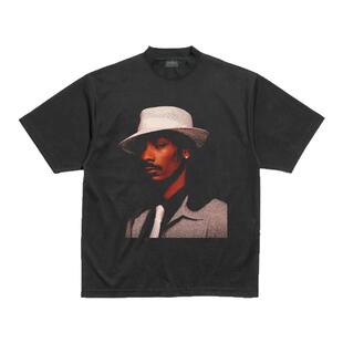 False Inception狗爷Snoop Dog美式vtg洗水灰小领口特大OS短袖T恤