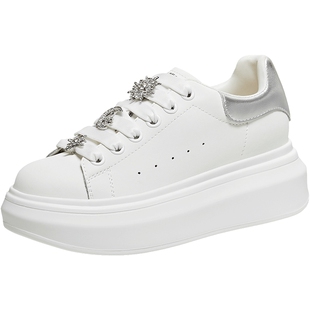 TATA他她奶油泡泡女鞋2026春季休闲鞋运动板鞋百搭增高厚底小白鞋