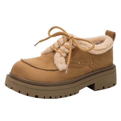 达芙妮加绒乐福鞋女冬季保暖