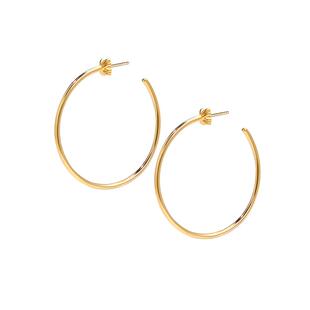 TIKOO大圈耳环女高级夸张新款金色耳圈耳钉纯银色耳饰圆圈素圈圈