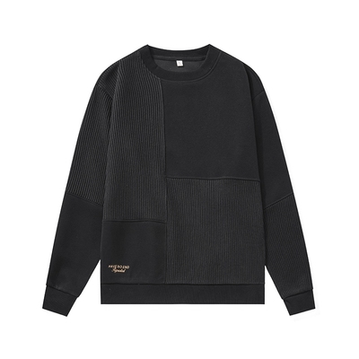 拼接面料刺绣潮流圆领卫衣