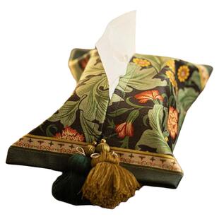 新中式纸巾盒布艺家用桌面收纳餐厅纸巾盒客厅高级感花卉抽纸袋包