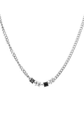 CAIMOU黑白水晶方块项链嘻哈轻
