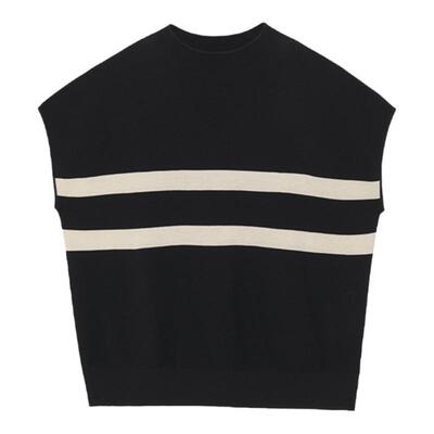 TENGS套头拼色条纹无袖针织衫