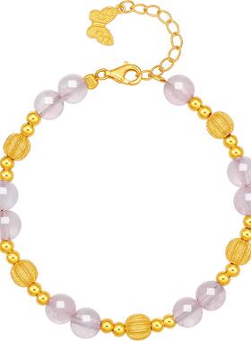 周六福蝴蝶手链女黄金色手饰S925银小众百搭送女友节日礼物