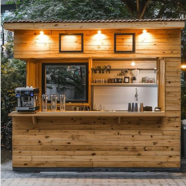 定制小木屋户外厨房售货亭奶茶屋咖啡屋饮品站售卖亭售票亭甜品站