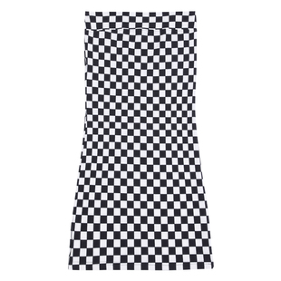 冬季新款棋盘格抹胸中长款大码胖MM修身性感内搭包臀连衣裙女薄款