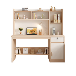 实木儿童书桌书架一体学习桌学生家用初高中生写字桌子卧室电脑桌