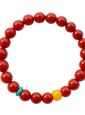 云南保山南红手串满肉火焰纹