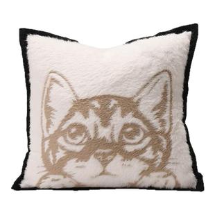 高端沙发抱枕套不含芯客厅轻奢高级感可爱猫咪靠背靠垫床上靠枕头