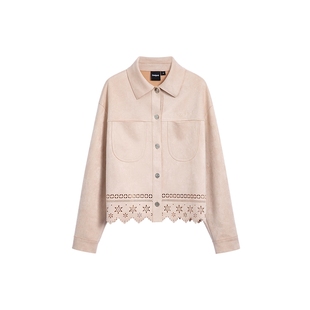 Desigual仿麂皮激光镂空短款夹克女士外套