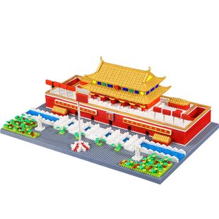 北京天安门广场积木男孩女中国故宫儿童拼图益智力高难度拼装玩具