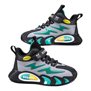 巴布豆童鞋男童运动鞋皮面大童儿童二棉鞋子冬季青少年男孩跑步鞋