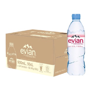 法国进口Evian/依云天然矿泉水500ml*24瓶装整箱高端弱碱性饮用水