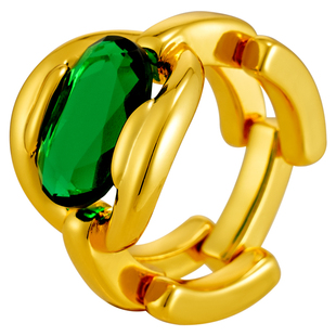 祖母绿色宝石戒指女轻奢小众设计师高级感时尚个性夸张复古食指环