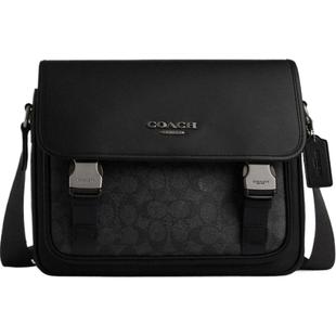 COACH/蔻驰奥莱男士RACER信使包黑色休闲商务斜挎包