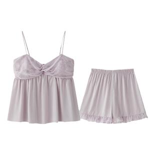 乐姿梦性感吊带睡衣女冰丝夏款带胸垫短裤夏季外穿凉感家居服套装