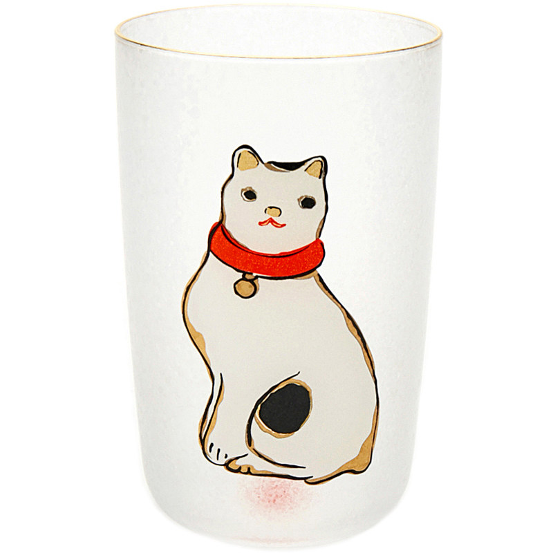 日本ADERIA江户猫清酒杯镶金手工日式玻璃烈酒杯生日创意伴手礼物