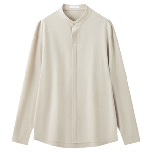 25年秋季新款小立领衬衫男士商务休闲新中式新贵老钱长袖衬衫轻熟