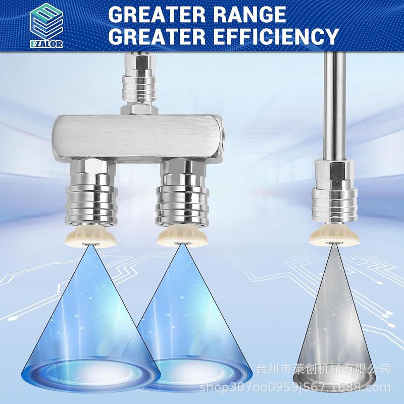 高压水枪2合1洗车喷嘴 1/4inch不锈钢40°喷头5000psi 清洗机配件