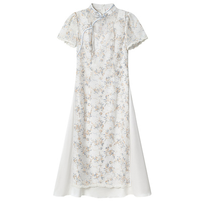 固执中国风旗袍套装刺绣连衣裙