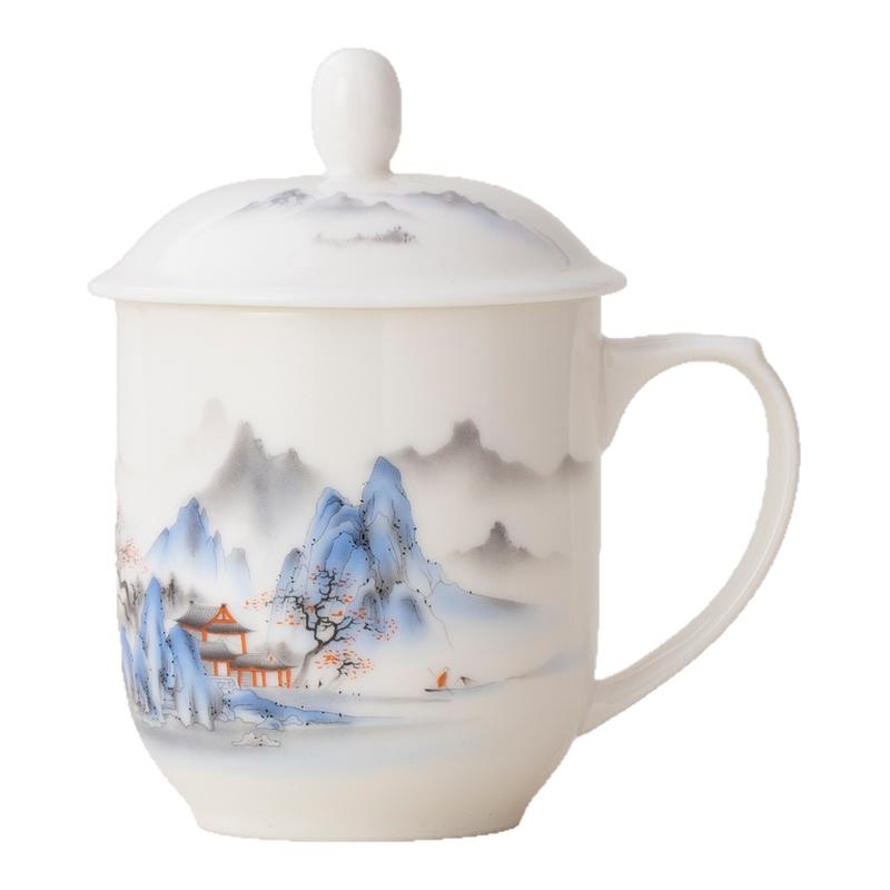 高档羊脂玉瓷茶杯定制LOGO