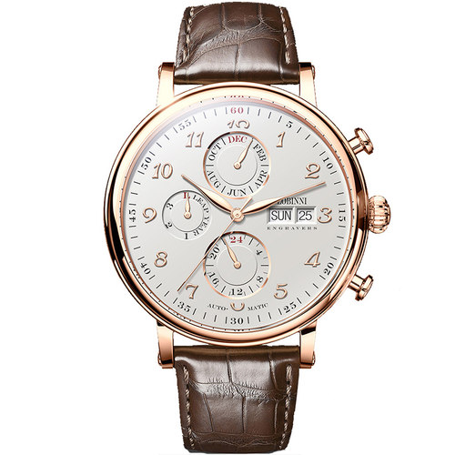 罗宾尼正品男士手表男防水机械表真皮商务全自动机械表名牌大表盘