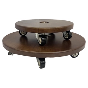 实木制花盆移动托盘底座加厚万向轮带刹车静音圆形鱼缸承重花托架