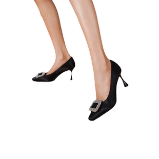 哈森秋新款商场同款欧美细跟高跟约会饰扣女单鞋HS237111