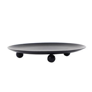 蜡烛玻璃托盘 圆盘 现代风格 香薰圆柱蜡烛透明盘子圆形 铁艺烛台