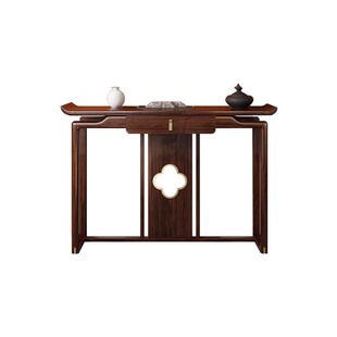 新中式乌金木玄关柜靠墙供桌客厅入户中堂香案神台实木端景台条案