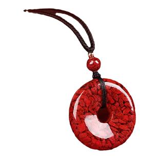 原矿朱砂吊坠晶体砂平安扣项链女款男士平安护身符正品官方旗舰店