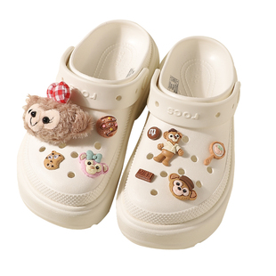 洞洞鞋配饰可爱毛绒鞋花装饰扣配件卡扣鞋扣适配crocs卡骆驰cross