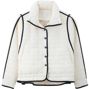 Mind Bridge冬季撞色设计感女士立领短款羽绒服2025年加厚外套