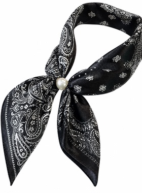 100%真丝珍珠磁吸扣懒人丝巾百搭