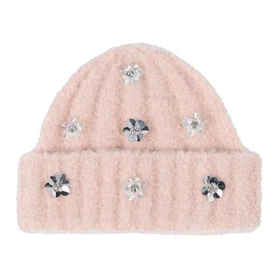 【安悦溪同款】Blingkolio不另可 三色钉珠花朵毛线帽