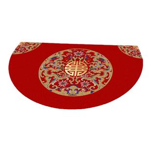 中式门垫套装地毯地垫进门大厅楼梯口半圆圈绒卧室红色防滑加厚垫