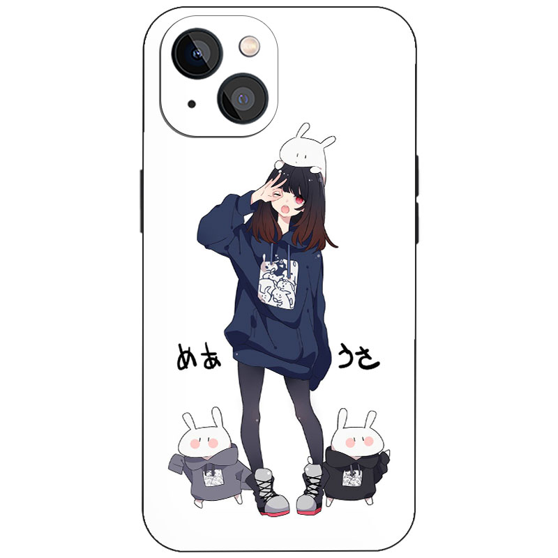 白底色连帽卫衣少女软萌兔子ins日系简约手绘手机壳适用iPhone17苹果16甜妹少女磁吸磨砂硅胶全包防摔保护套