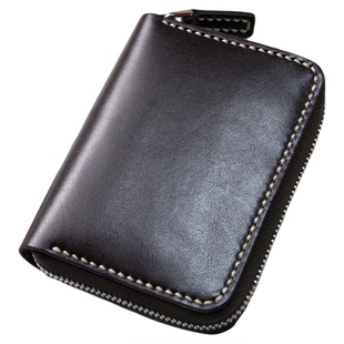 短款拉链手工钱包 头层植鞣牛皮手工缝制 慢工细活-slowlife