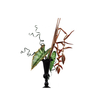 墨色林莽 中古风花形玻璃花瓶进口掉鸟花艺 别墅玄关售楼处摆件