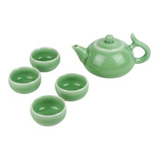 龙泉御茗青瓷一壶四杯茶具套装冰裂汝窑功夫陶瓷茶具办公室家用