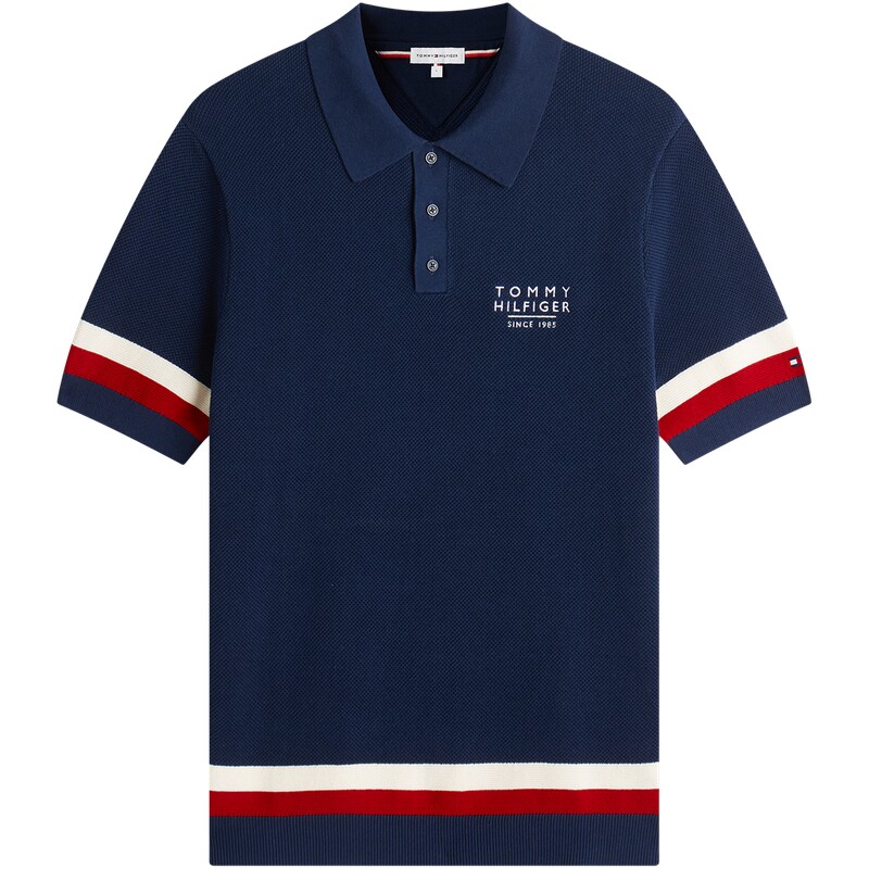 Tommy男纯棉刺绣短袖POLO针织衫