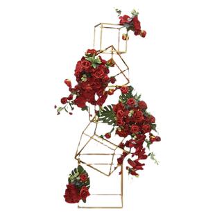 新款电镀几何落地摆件婚庆道具路引仿真花艺商场橱窗KTV车展布置