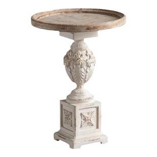 美式复古民俗客厅小茶几阳台沙发边几民宿酒店装饰罗马柱小圆桌子