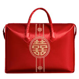 婚庆陪嫁夏凉被四件套包装手提袋红色礼品袋牛津布锻面绣花收纳袋